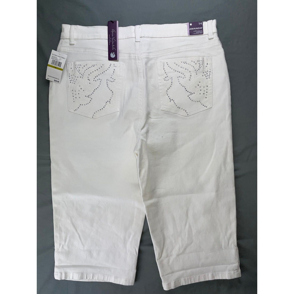 Gloria Vanderbilt 'Amanda Skimmer' Embellished Crop Stretch Jeans. Women's 14. - Picture 2 of 5